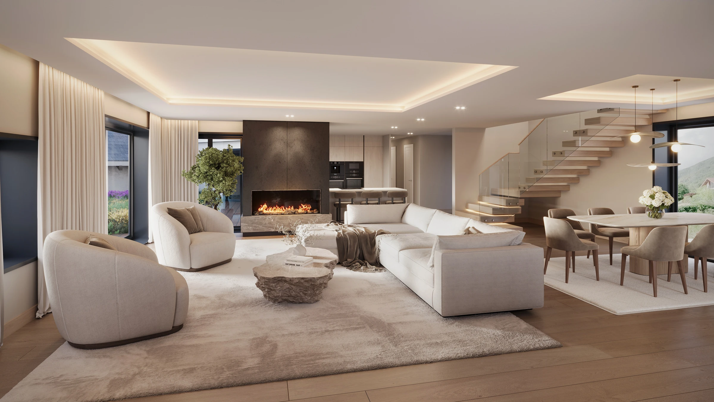 A12 — Le Duplex, Séjour et salle à manger de 50 m², double hauteur